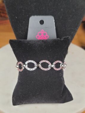 paparazzi Silver-Tone Pink Rhinestone Link Bracelet
